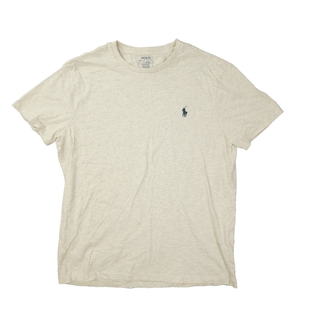 Polo Ralph Lauren Custom Slim Fit Crew Neck T shirt Men's Large Beige Preppy